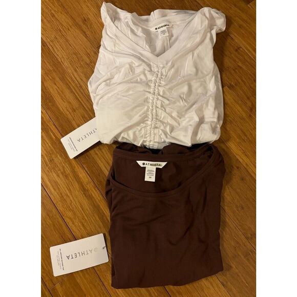 Athleta All Around Ruched (Brown) & Crossover Ruched Top (White) LOT OF‎ 2 Sz 3X - Picture 3 of 12